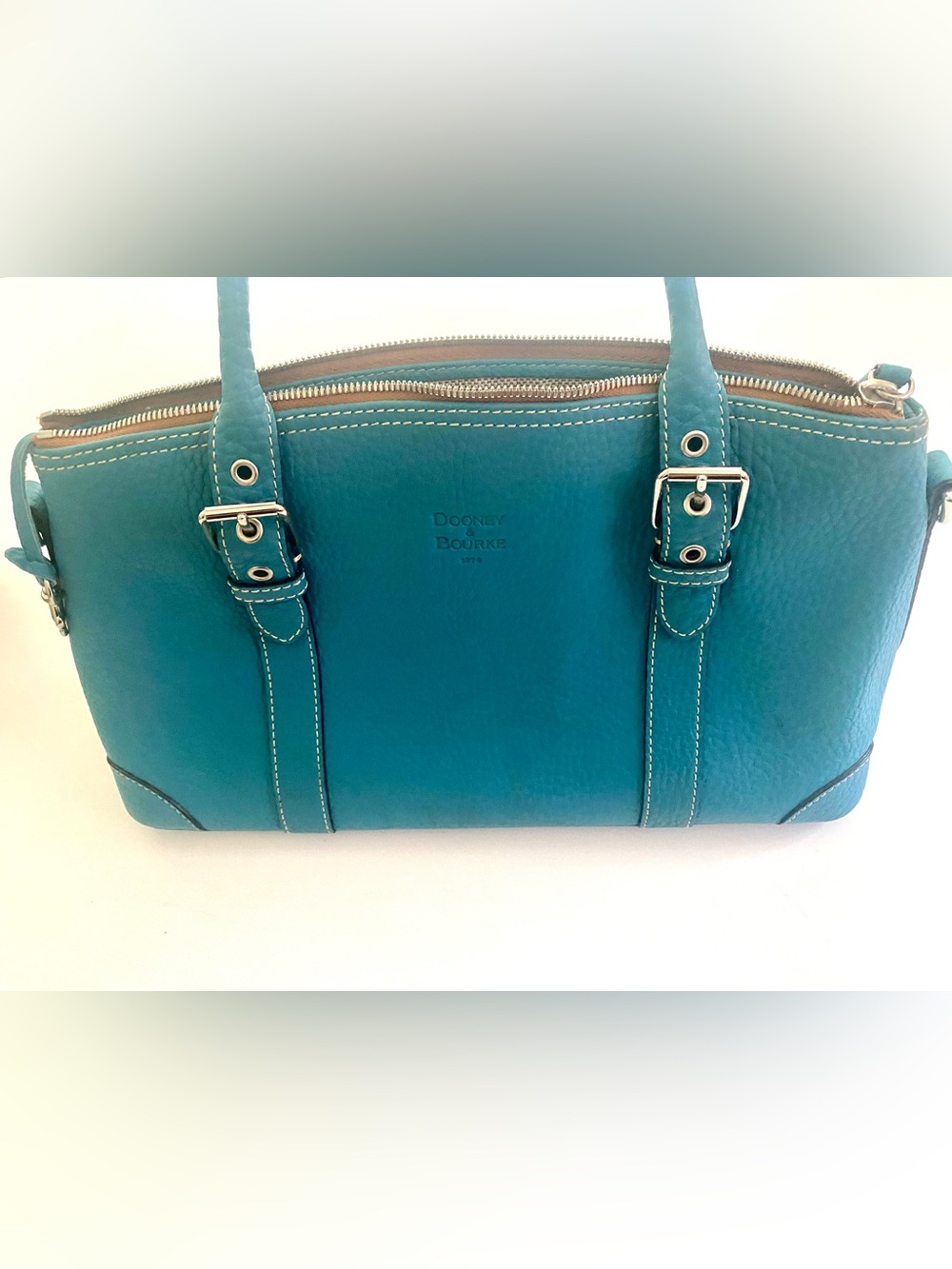 Dooney & Bourke Teal Leather Shoulder Bag with Silver Hardware